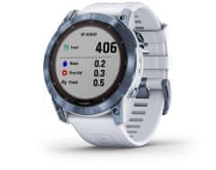 Garmin fenix 7X Sapphire Solar, Mineral Blue DLC Titanium, Whitestone Band