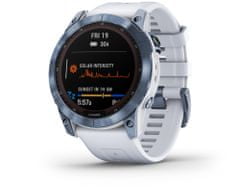 Garmin fenix 7X Sapphire Solar, Mineral Blue DLC Titanium, Whitestone Band