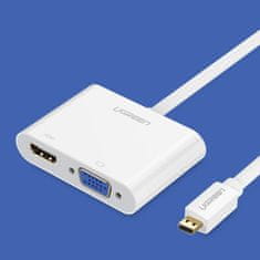 Ugreen MM115 adaptér Micro HDMI - HDMI / VGA 30cm, čierny