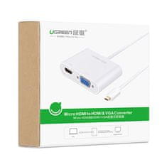 Ugreen MM115 adaptér Micro HDMI - HDMI / VGA 30cm, čierny