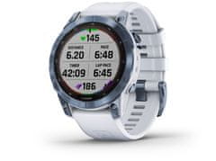 Garmin fénix 7 Sapphire Solar, Mineral Blue Titanium, Whitestone Band