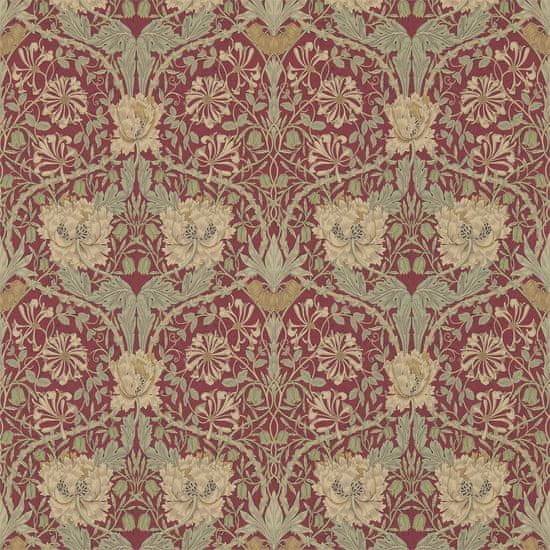 MORRIS & CO. Tapeta HONEYSUCKLE & TULIP 214700, kolekcia ARCHIVE WALLPAPERS, red gold