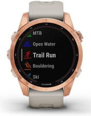 Garmin Fenix 7S Solar, Rose Gold, Light Sand Band, Rose Golg/Sand