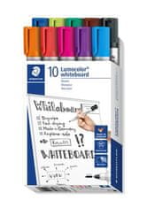 Staedtler Popisovače na bielu tabuľu "Lumocolor 351", 10 farieb, 2 mm, okrúhly hrot, 351 B10