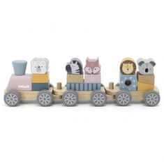 Viga Toys Montessori drevený vláčik s vagónmi a zvieratkami na ťahanie PolarB