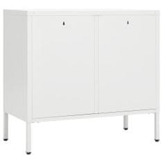 Vidaxl Komoda biela 75x35x70 cm oceľ a tvrdené sklo