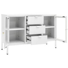 Vidaxl Komoda biela 105x35x70 cm oceľ a tvrdené sklo