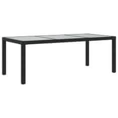 Petromila vidaXL Záhradný stôl čierny 190x90x75 cm tvrdené sklo a polyratan