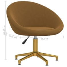 Vidaxl Otočná kancelárska stolička hnedá zamatová