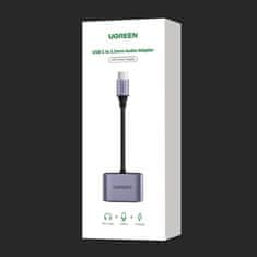 Ugreen CM231 audio adaptér USB-C - USB-C PD QC / 3.5mm jack, sivý