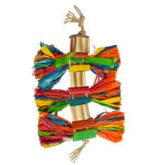 Duvo+ Závesná farebná hračka z kukuričných listov s bambusom a kokosom pre exoty 25,4x15,2x3,5cm