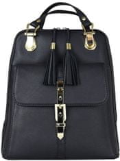 VegaLM Moderný kožený ruksak s možnosťou nosenia ako kabelky v čiernej farbe