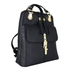 VegaLM Moderný kožený ruksak s možnosťou nosenia ako kabelky v čiernej farbe