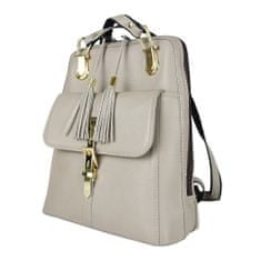 VegaLM Moderný kožený ruksak s možnosťou nosenia ako kabelky v béžovej farbe