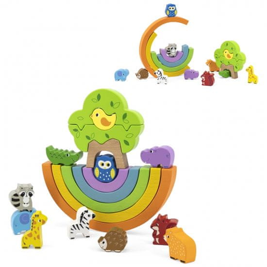 Viga Toys Drevené dúhové puzzle Montessori kreatívne bloky