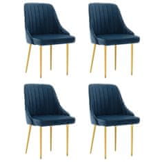 Vidaxl Jedálenské stoličky 4 ks, modré, zamat