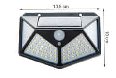 ISO 10720 Nástenné solárne svietidlo s pohybovým senzorom - 100 LED