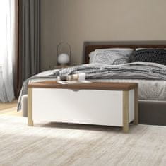 Vidaxl Úložný box s vankúšom dub sonoma a biela 105x40x45 cm drevotrieska