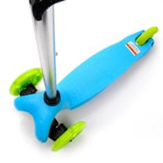 MTR Kolobežka trojkolesová MINI SCOOTER so svietiacimi kolieskami, BLUE/GREEN H-059-BG