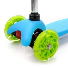 MTR Kolobežka trojkolesová MINI SCOOTER so svietiacimi kolieskami, BLUE/GREEN H-059-BG