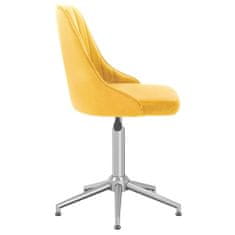 Vidaxl Stolová otočná stolička, žltá, čalúnená zamatom
