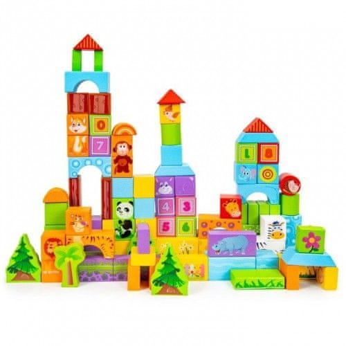 EcoToys Drevená stavebnica zvieratá ECOTOYS -SR19003