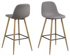 Design Scandinavia Barová stolička Wilma (SET 2ks), tkanina, svetlo šedá