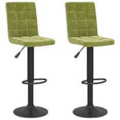 Vidaxl Barové stoličky, 2 ks, svetlozelené, čalúnené zamatom