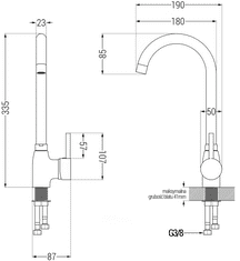 Mexen Enzo, granitový drez 576x465x174 mm, 1-komorový, čierna batéria Telma, čierna škvrnitá, 6506-76-670200-70-B