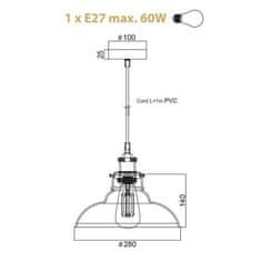 ACA ACA Lighting Vintage závesné svietidlo KS1295PAM1BK