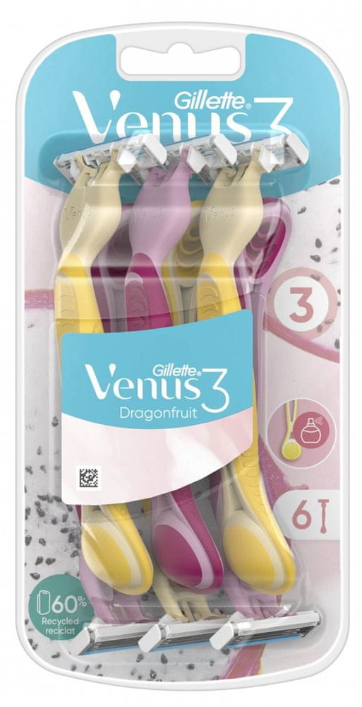 Gillette Venus 3 Dragonfruit Pohotové Holítka, Balenie 6