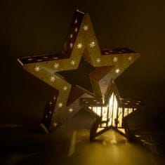 Greatstore Sada 2 drevených vianočných hviezd - 15 LED