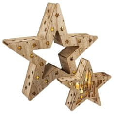 Greatstore Sada 2 drevených vianočných hviezd - 15 LED