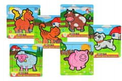 Greatstore Mini puzzle dřevěné 9 dílků Moje první zvířátka pro nejmenší 15x15x0,8cm asst 6 druhů MPZ 12m+