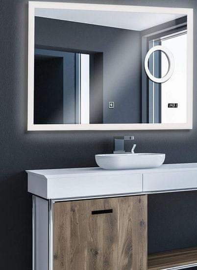 Greatstore AQUAMARIN Kúpeľňové zrkadlo s LED osvetlením, 80 x 60 cm