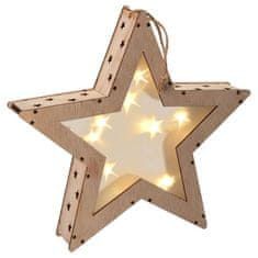 Greatstore Vianočná drevená hviezda s 3D efektom, 8 LED