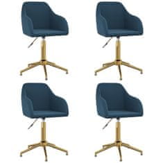 Vidaxl Otočné jedálenské stoličky 4 ks modré zamatové