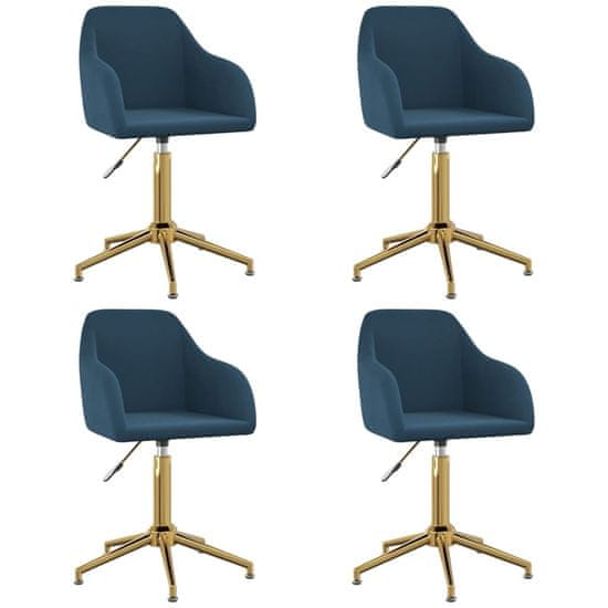 Vidaxl Otočné jedálenské stoličky 4 ks modré zamatové