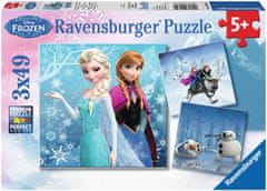 Ravensburger Puzzle Ľadové kráľovstvo: Zimné dobrodružstvo 3x49 dielikov
