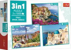 Trefl Puzzle Taliansko, Španielsko, Grécko 3x1000 dielikov