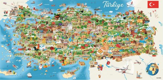 AnaTolian Panoramatické puzzle Mapa Turecka 1500 dielikov