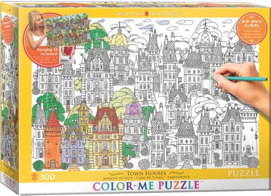 EuroGraphics Color me puzzle Domy v meste 300 dielikov + sada na zavesenie