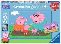 Ravensburger Puzzle Prasiatko Pepina: Šťastný rodinný život 2x24 dielikov