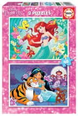 EDUCA Puzzle Disney princeznej: Ariel a Jazmína 2x48 dielikov