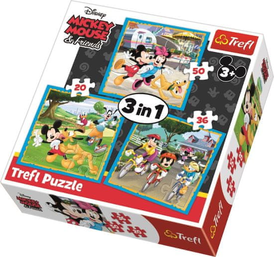 Trefl Mickey Mouse a priatelia 3v1 puzzle (20,36,50 dielikov)