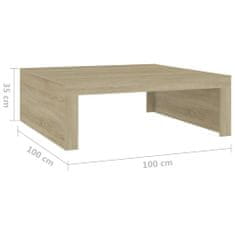 Vidaxl Konferenčný stolík, dub sonoma, 100x100x35 cm, drevotrieska