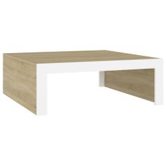 Vidaxl Konferenčný stolík, biely a dub sonoma, 100x100x35 cm, drevotrieska