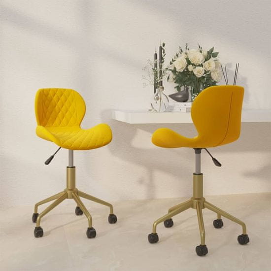 Vidaxl 335036 Swivel Dining Chairs 2 pcs Mustard Yellow Velvet