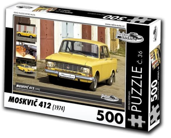 RETRO-AUTA© Puzzle č. 36 Moskvič 412 (1974) 500 dielikov