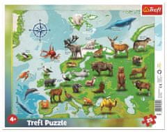 Trefl Puzzle Mapa Európy so zvieratkami 25 dielikov